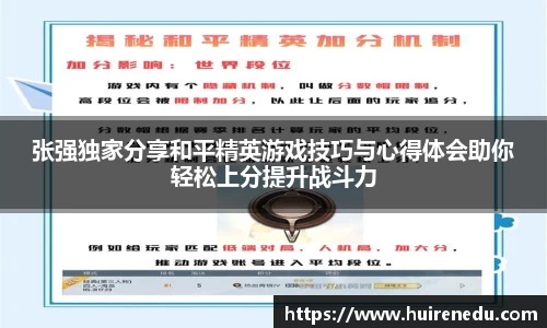 张强独家分享和平精英游戏技巧与心得体会助你轻松上分提升战斗力